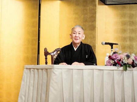 落語協会会長就任会見に臨んだ林家正蔵