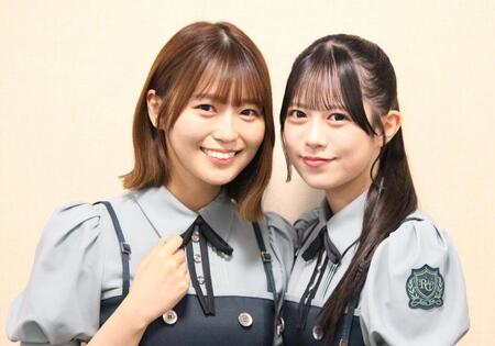 フリーライブでの２５００人動員へ意気込みを語ったＲａｉｎ　Ｔｒｅｅの新野楓果（左）と鈴野みお