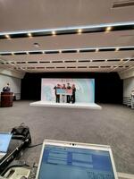ドラマ「夫を殺したはずなのに」記者会見に登壇した（左から）曽田陵介、内田理央、渡邊圭祐、箭内夢菜