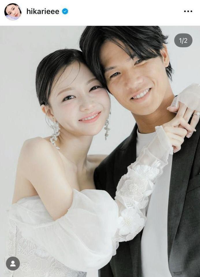 東京ヴェルディの福田湧矢との結婚を発表した愛甲ひかり。インスタグラム＠ｈｉｋａｒｉｅｅｅより 
