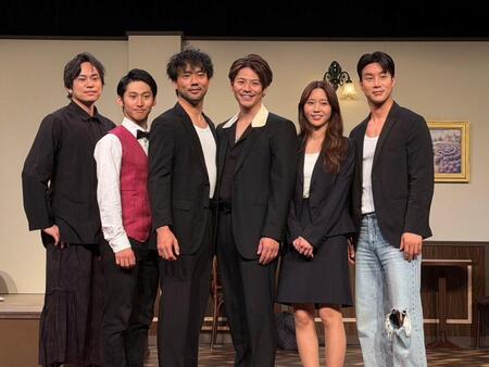 取材会に出席した（左から）石橋寛仁、大川泰雅、小澤雄太、青柳尊哉、水原ゆき、イ・シガン