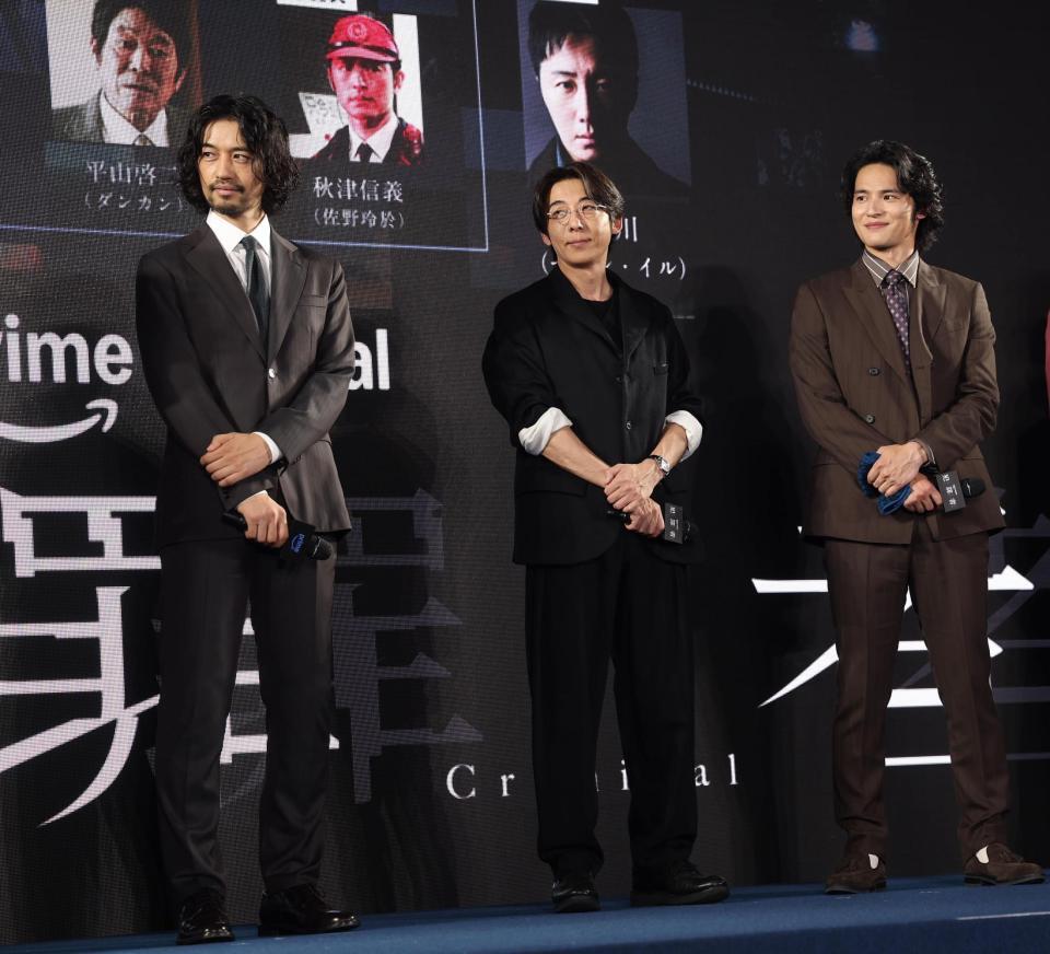 プレミアに登場した（左から）斎藤工、高橋一生、水上恒司（撮影・佐々木彰尚）
