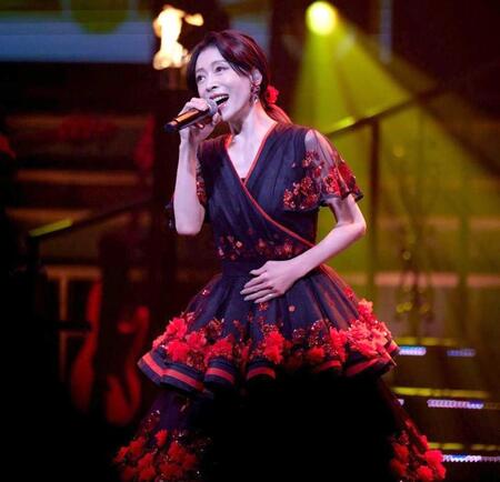 ドレス姿で熱唱する中森明菜（Ｃ）ＡＫＩＮＡ　ＮＡＫＡＭＯＲＩ．２０２６　（Ｃ）ＨＺ　ＶＩＬＬＡＧＥ　Ｉｎｃ．（撮影・彦坂栄治）
