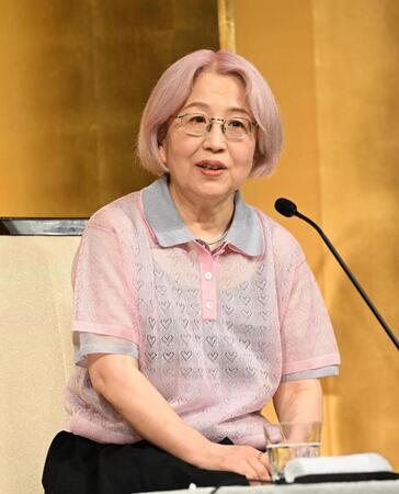 直木賞を受賞して喜びを語る朝倉かすみさん（撮影・堀内翔）