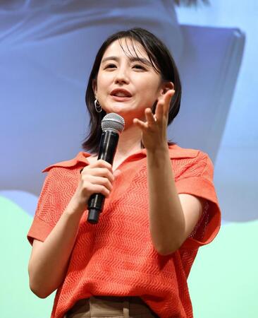 会見を行ったフジテレビ・宮司愛海アナウンサー（撮影・石井剣太郎）