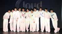 公演初日を前に意気込みを語ったＣｌｏｕｄ　ｔｅｎのメンバーたち。（左から）松尾帆高、興梠大和、北凪晴、濱屋元希、阿部晴仁、福嶋涼斗、平石愛葵、渡邊絢斗、根本純志、稲葉斗真、宇治斗真（撮影・伊藤笙子）