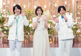 司会を務めた（左から）大森元貴、北川景子、二宮和也