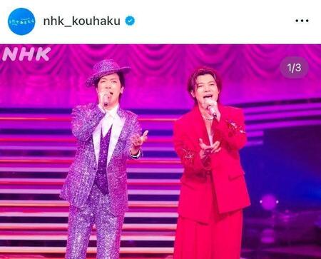 一之森大湖（左）。ＮＨＫ「うたであえたら」の公式インスタグラム＠ｎｈｋ＿ｋｏｕｈａｋｕより