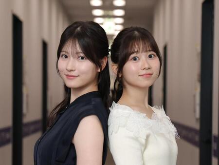 新人アナとして活躍の場を広げるテレビ東京・北川莉央アナ（左）と鈴木芹里乃アナ（撮影・西岡正）