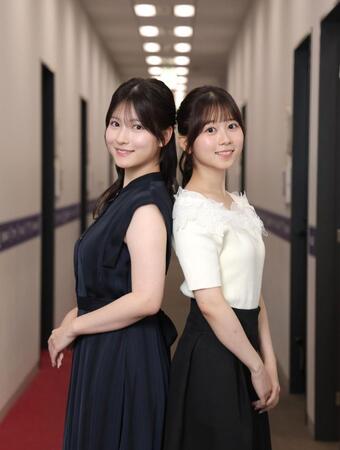 新人アナとして活躍の場を広げるテレビ東京・北川莉央アナ（左）と鈴木芹里乃アナ＝東京・六本木のテレビ東京（撮影・西岡正）
