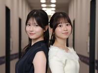 新人アナとして活躍の場を広げるテレビ東京・北川莉央アナ（左）と鈴木芹里乃アナ（撮影・西岡正）