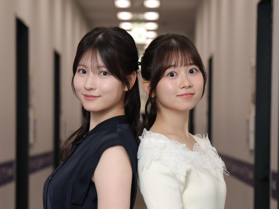 新人アナとして活躍の場を広げるテレビ東京・北川莉央アナ（左）と鈴木芹里乃アナ（撮影・西岡正）