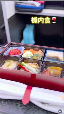 機内食も豪華。手越祐也のインスタグラム＠ｙｕｙａ．ｔｅｇｏｓｈｉ１０５４（７月２６日付）より