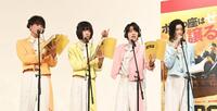 アフレコをするモナキの（左から）じん、おヨネ、ケンケン、サカイJr.（撮影・園田高夫）