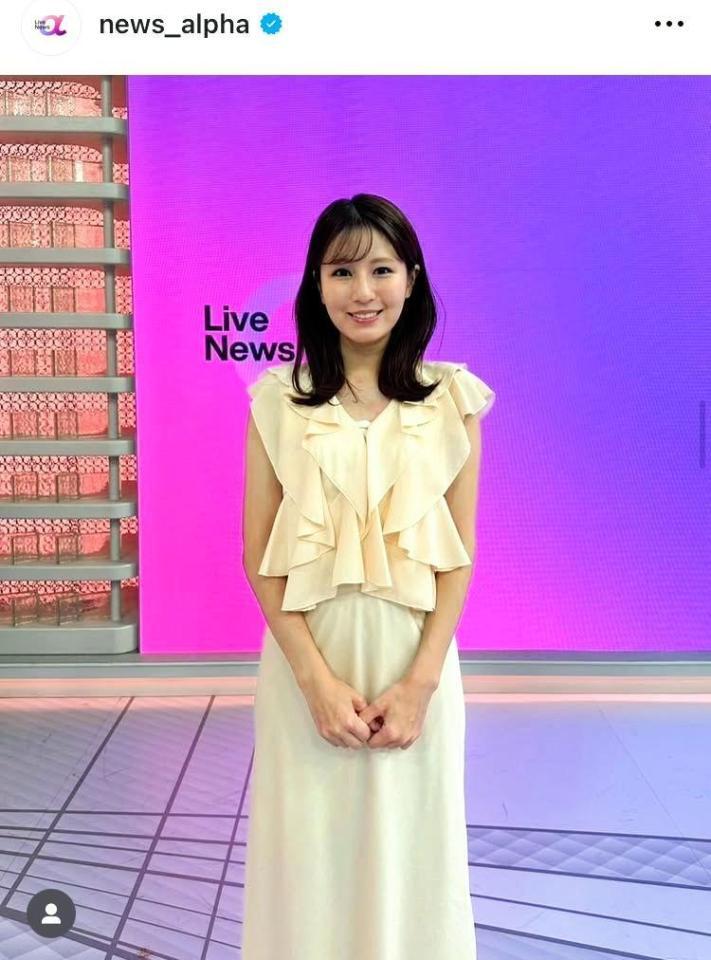 いつもの雰囲気の衣装。「Ｎｅｗｓ　α」の公式インスタグラム（７月９日付）より