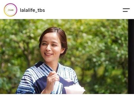 浴衣制作に挑戦した加藤ローサ。ララＬＩＦＥインスタグラム（＠ｌａｌａｌｉｆｅ＿ｔｂｓ）より。