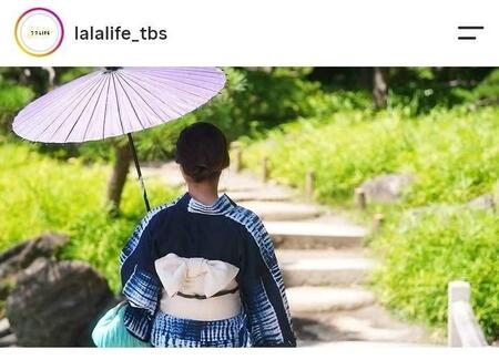 浴衣制作に挑戦した加藤ローサ。ララＬＩＦＥインスタグラム（＠ｌａｌａｌｉｆｅ＿ｔｂｓ）より。