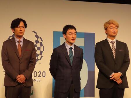 東京パラスポーツイベントに出席した新しい地図の（左から）稲垣吾郎、草彅剛、香取慎吾