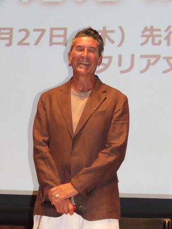 試写会に登場したパンツェッタ・ジローラモ（２７日）