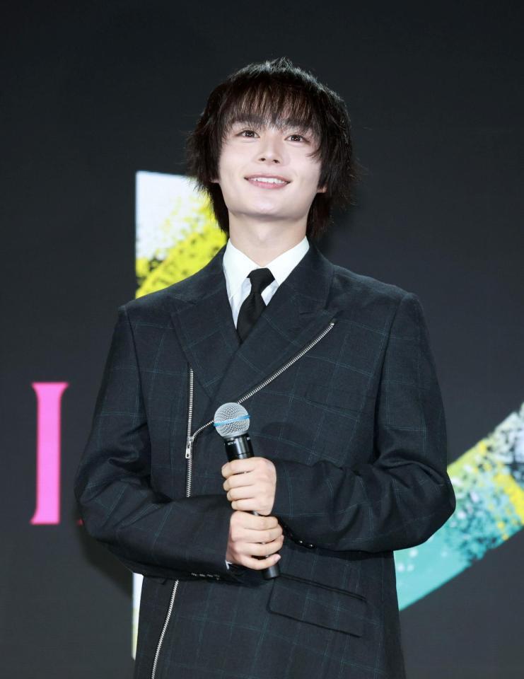 発表会に登壇したなにわ男子・大西流星（撮影・石井剣太郎）
