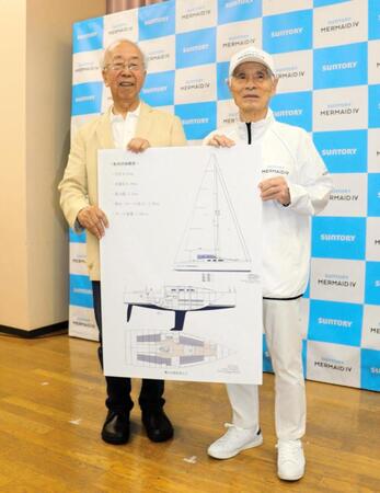 ２０２７年春にヨットでの単独無寄港太平洋横断に挑戦する堀江謙一氏（右）