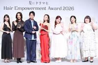 「『髪にドラマを』Ｈａｉｒ　Ｅｍｐｏｗｅｒｍｅｎｔ　Ａｗａｒｄ　２０２６」に出席した（左から）ダレノガレ明美、夏菜、中山優馬、松本まりか、３時のヒロイン・ゆめっち、福田麻貴、かなで