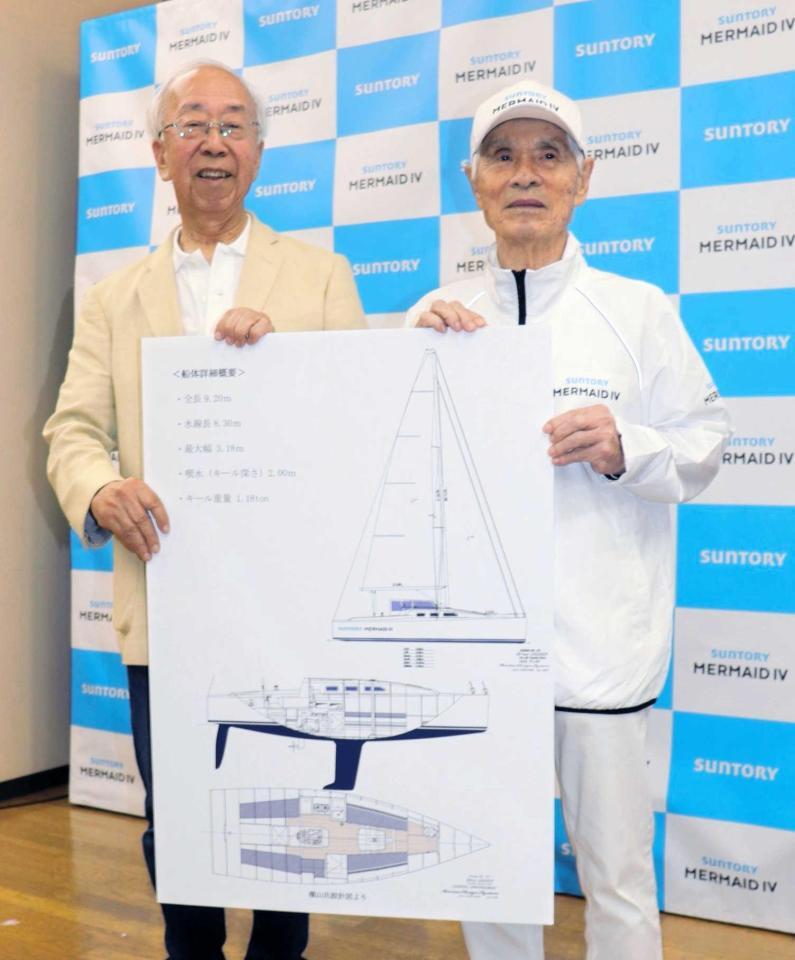 ２０２７年春にヨットでの単独無寄港太平洋横断に挑戦する堀江謙一氏（右）