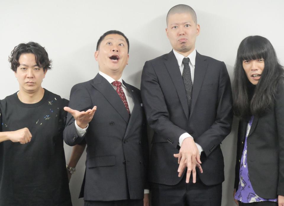 取材会に出席した（左から）ドンデコルテ・小橋共作、渡辺銀次、金属バット・小林圭輔、友保隼平