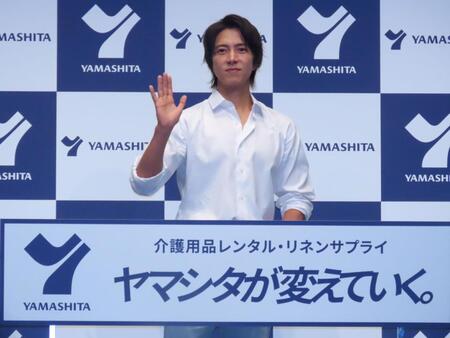 「ヤマシタ」新ＣＭ発表会に出席した山下智久