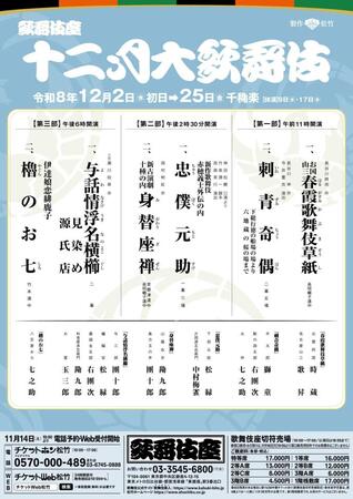 歌舞伎座「十二月大歌舞伎」の仮チラシ