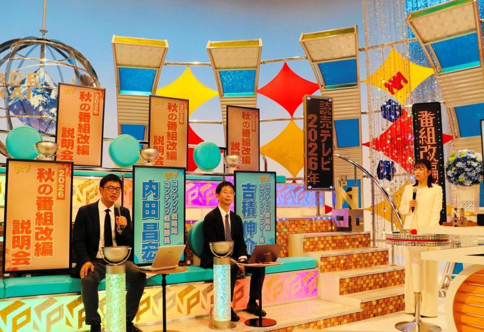 読売テレビの「秋の番組改編説明会」は、同局の「そこまで言って委員会ＮＰ」のセットを使って行われた