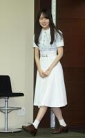 登壇する乃木坂４６・賀喜遥香＝東京・有明セントラルタワー（撮影・佐々木彰尚）