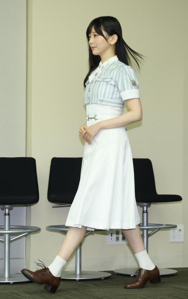 登壇する乃木坂４６・池田瑛紗＝東京・有明セントラルタワー（撮影・佐々木彰尚）