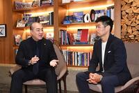 「子供の未来」をテーマに対談した西村誠司社長（左）と長谷川穂積氏