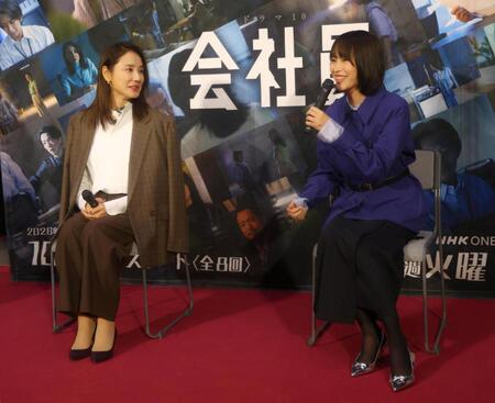 取材会に臨む吉田羊（左）と南沙良（撮影・石井剣太郎）