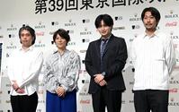 ラインナップ発表会に出席した（左から）池田暁監督、三島有紀子監督、中島健人、山本英監督（撮影・堀内翔）