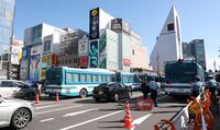 日中から道頓堀付近で警察が多く集まる（撮影・中田匡峻）
