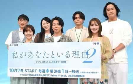 （前列左から）吉谷彩子、北山宏光、石川恋（後列同）少路勇介、雛形あきこ、萩原聖人、佳久創（撮影・堀内翔）