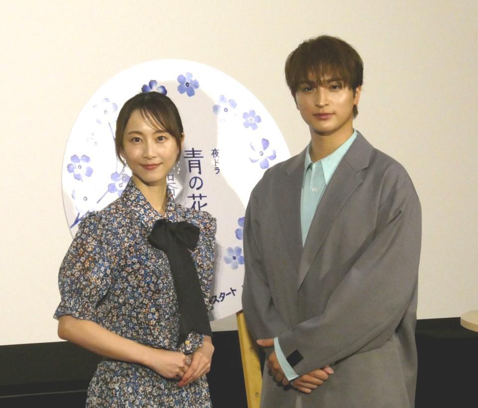 撮影に応じる（左から）松井玲奈、一ノ瀬颯