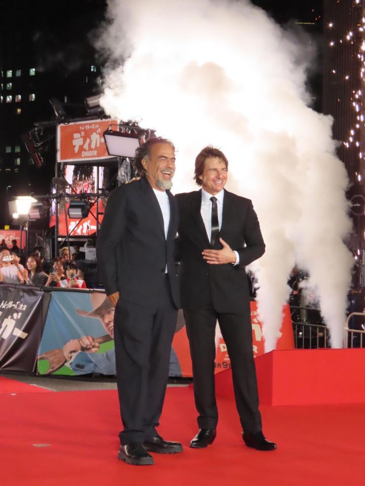 イベントに出席した（左から）アレハンドロ・ゴンサレス・イニャリトゥ監督、トム・クルーズ