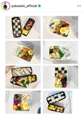 長男弁当（左下は次男用）。青木裕子のインスタグラム＠ｙｕｋｏａｏｋｉ＿ｏｆｆｉｃｉａｌ（７月１７日付）より 