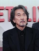 報告会に出席した役所広司（撮影・佐々木彰尚）