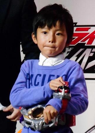 仮面ライダーイベントに登場した加藤憲史郎＝２０１４年撮影