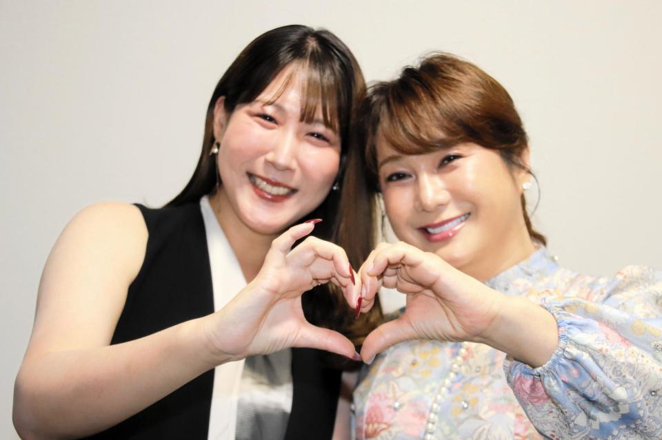 共演作をＰＲしたはるな愛（右）と中川未悠