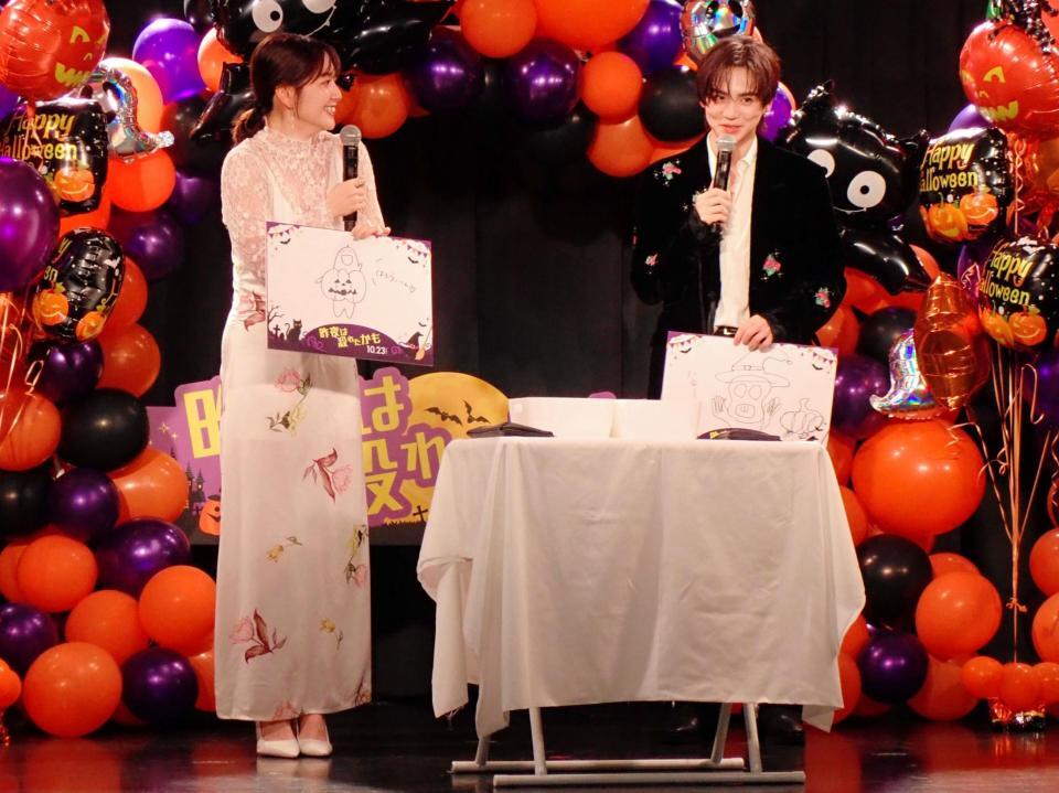 画力対決した鈴木愛理（左）と吉野北人