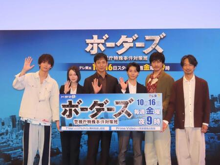 　共演する（左から）水沢林太郎、玉城ティナ、沢村一樹、高杉真宙、中村俊介、眞島秀和