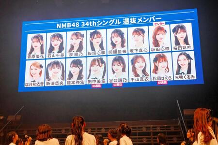 ３４枚目となるシングルの選抜メンバーが発表されたⓒＮＭＢ４８