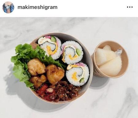 チキン照り焼き、タコとトマトのオリーブハーブスパイス、蓮根と人参のきんぴら、巻き寿司。。本田三姉妹の母「まき」さんのインスタグラム＠ｍａｋｉｍｅｓｈｉｇｒａｍ（１０月１６日付）より