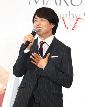 就任発表式に参加した櫻井翔（撮影・石井剣太郎）