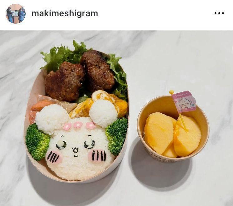 ちいかわ弁当。本田三姉妹の母「まき」さんのインスタグラム＠ｍａｋｉｍｅｓｈｉｇｒａｍ（１０月１４日付）より
